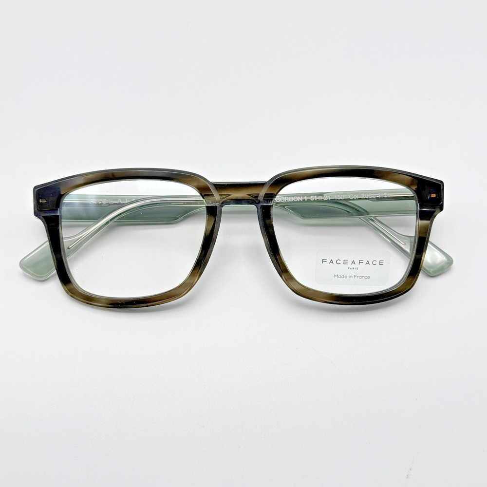 Face A Face Eyeglass Frames Gordon 1 Col. 2061 Gray Tortoise Square 51-21-150